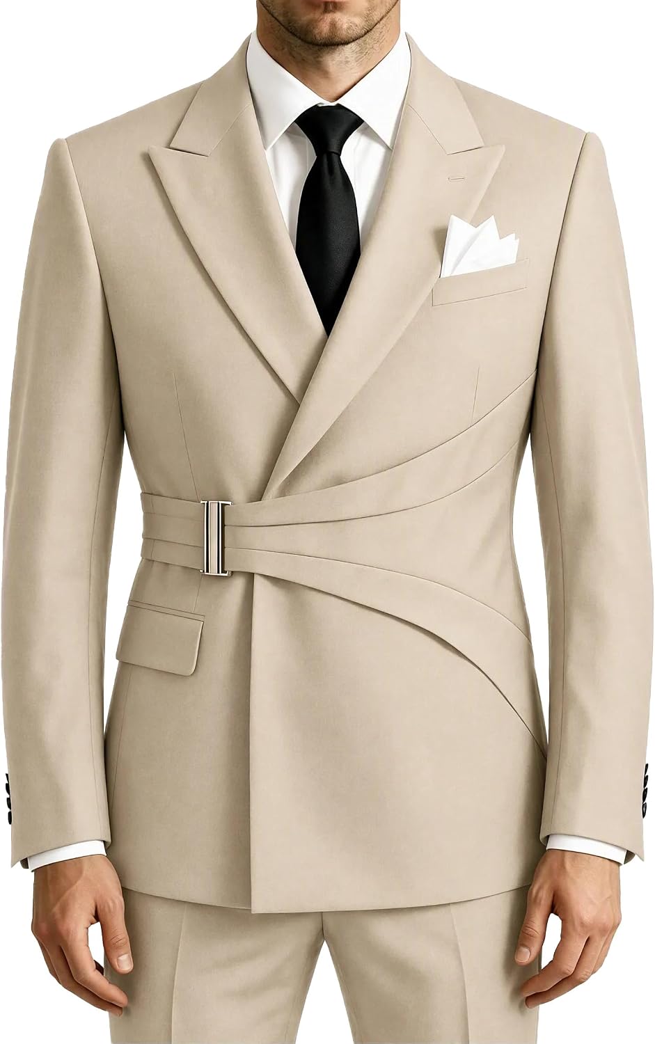 Men's 2 Piece Suit with Metal Clasp Suit Stylish Tuxedo Suit Blazer Pant
