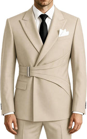 Men's 2 Piece Suit with Metal Clasp Suit Stylish Tuxedo Suit Blazer Pant